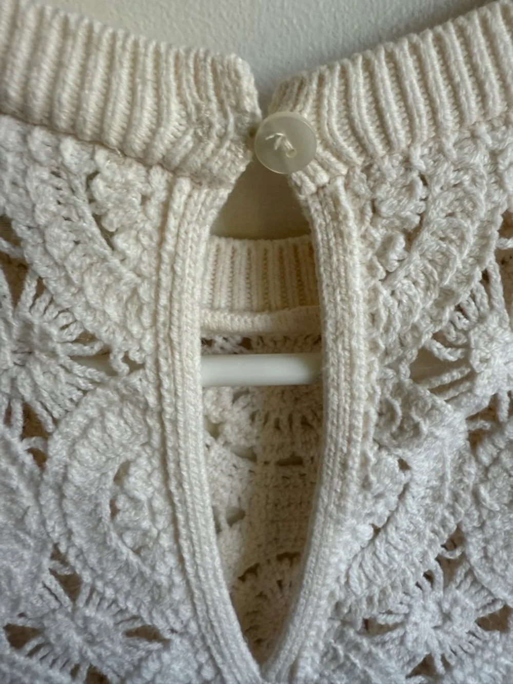 Abercrombie & Fitch White Crochet Lace Mosaic Tile Top Short Sleeve Boho Small - Picture 7 of 12